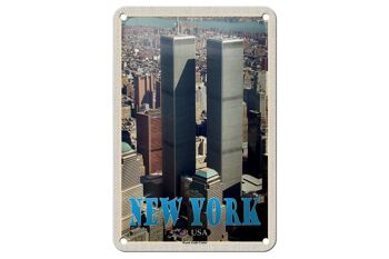 Panneau de voyage en étain, 12x18cm, panneau du centre du commerce mondial de New York et des états-unis 1