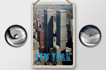 Panneau de voyage en étain, 12x18cm, panneau du centre du commerce mondial de New York et des états-unis 2