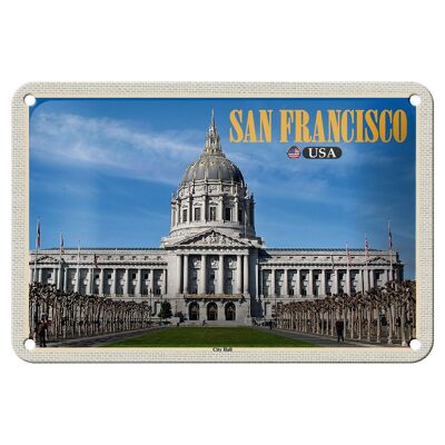 Cartel de chapa de viaje, decoración del Ayuntamiento de San Francisco, EE. UU., 18x12cm