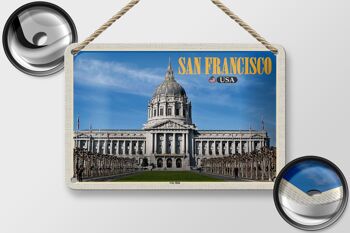 Panneau de voyage en étain 18x12cm, décoration de l'hôtel de ville de San Francisco, des états-unis 2