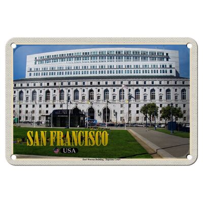 Cartel de chapa de viaje 18x12cm San Francisco Earl Warren Building Court