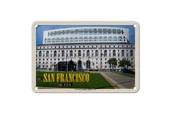 Panneau de voyage en étain, 18x12cm, San Francisco, Earl Warren, bâtiment Court 1