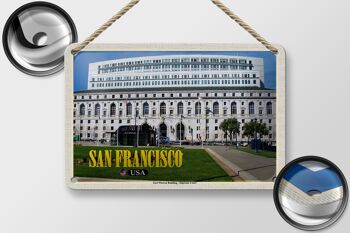 Panneau de voyage en étain, 18x12cm, San Francisco, Earl Warren, bâtiment Court 2