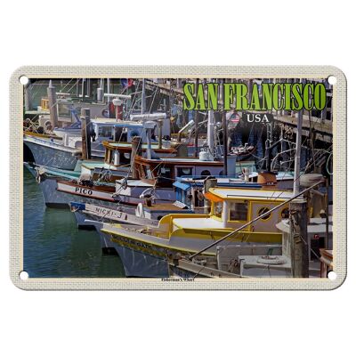 Targa in metallo da viaggio 18x12 cm San Francisco Fisherman's Wharf