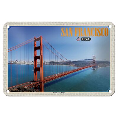 Targa in metallo da viaggio 18x12 cm San Francisco USA Decorazione Golden Gate Bridge