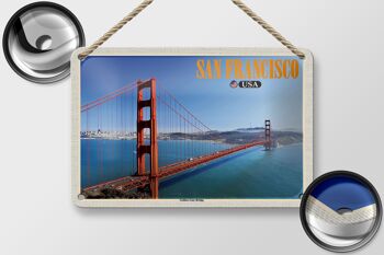 Panneau de voyage en étain, 18x12cm, décoration du pont du Golden Gate de San Francisco et des états-unis 2