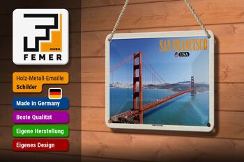 Panneau de voyage en étain, 18x12cm, décoration du pont du Golden Gate de San Francisco et des états-unis 3