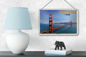 Panneau de voyage en étain, 18x12cm, décoration du pont du Golden Gate de San Francisco et des états-unis 4