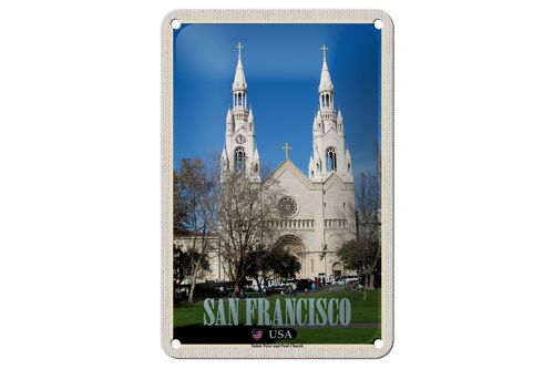 Blechschild Reise 12x18cm San Francisco Saints Peter and Paul Church