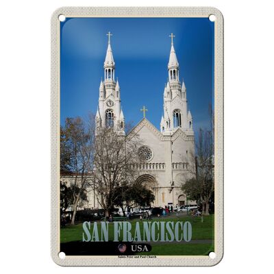 Blechschild Reise 12x18cm San Francisco Saints Peter and Paul Church