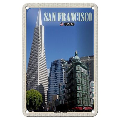 Cartel de chapa de viaje, 12x18cm, Pirámide Transamérica de San Francisco, EE. UU.
