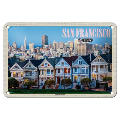 Blechschild Reise 18x12cm San Francisco USA Victorian Houses Deko
