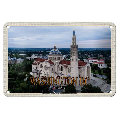 Cartel de chapa de viaje, 18x12cm, Washington DC, EE. UU., Santuario Nacional Basílica