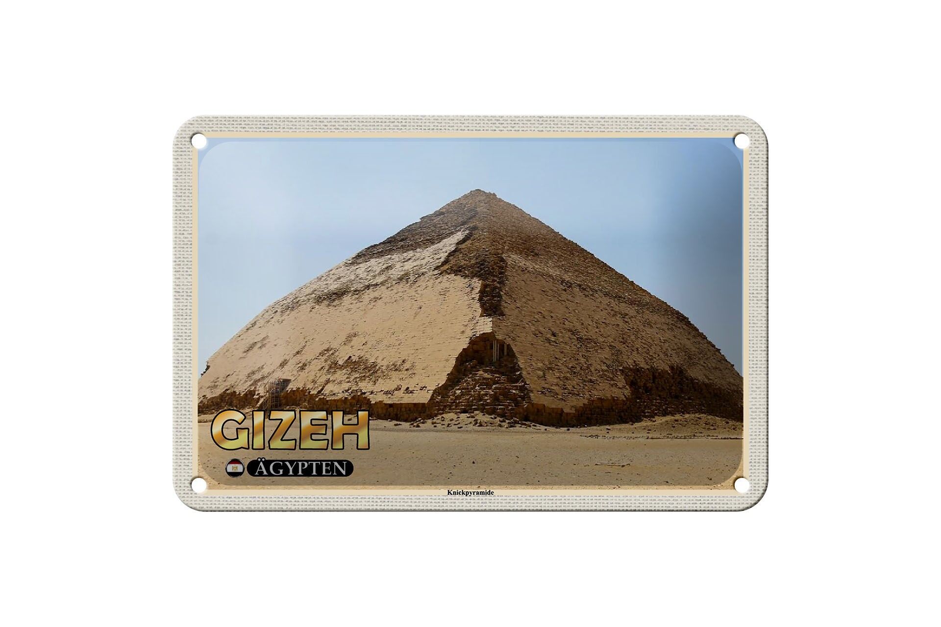Cartel de chapa de viaje, 18x12cm, Giza, Egipto, pirámide doblada, cartel decorativo