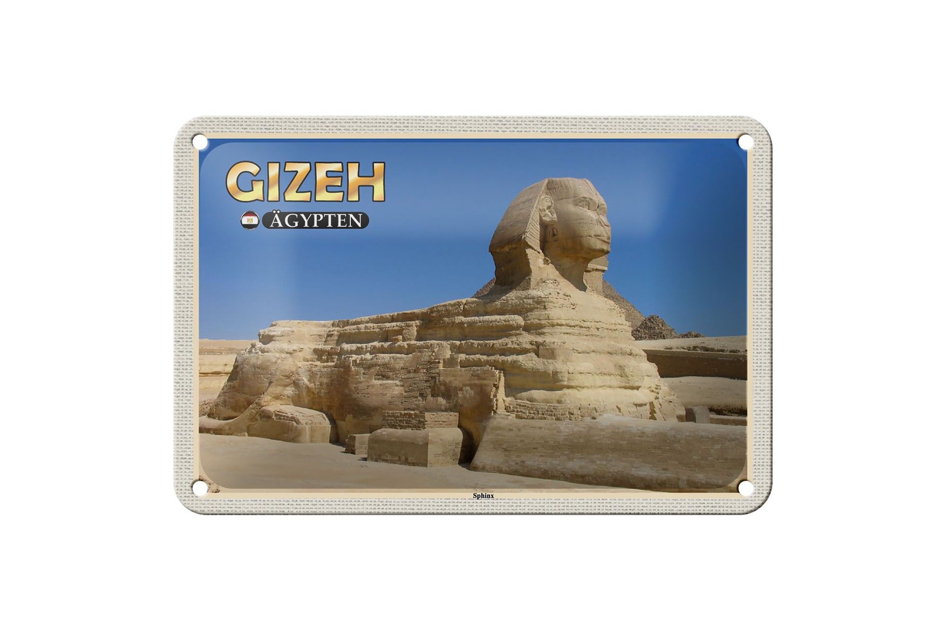Letrero de hojalata para viaje, 18x12cm, Giza, Egipto, esfinge, regalo, cartel decorativo