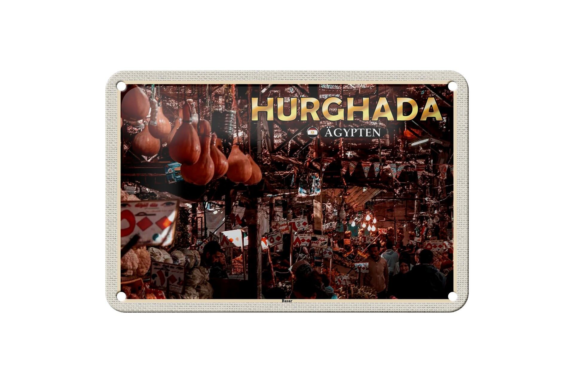 Targa in metallo da viaggio 18x12 cm Targa regalo Hurghada Egypt Bazaar