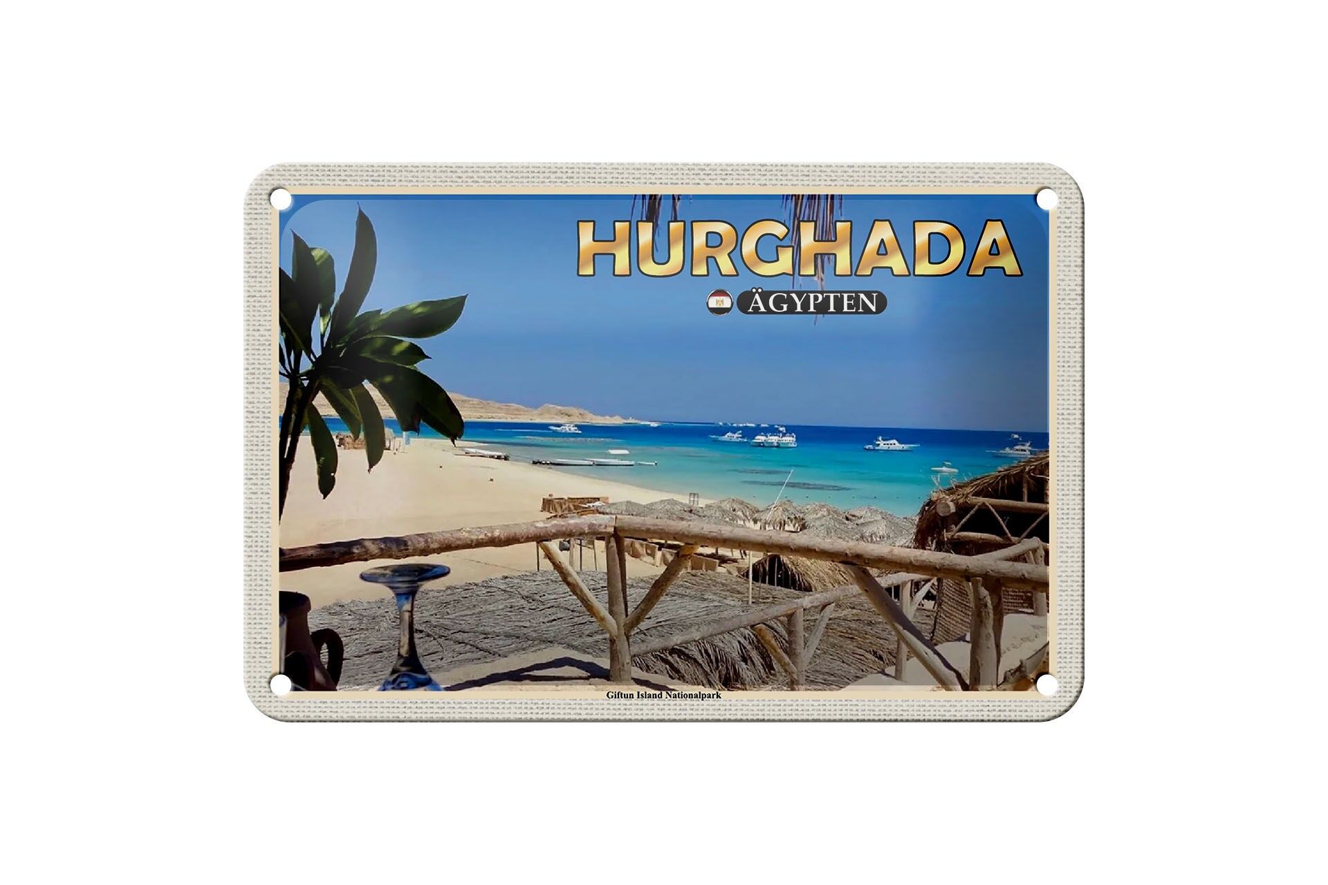 Targa in metallo da viaggio 18x12 cm Decorazione del Parco Nazionale Hurghada Egypt Giftun