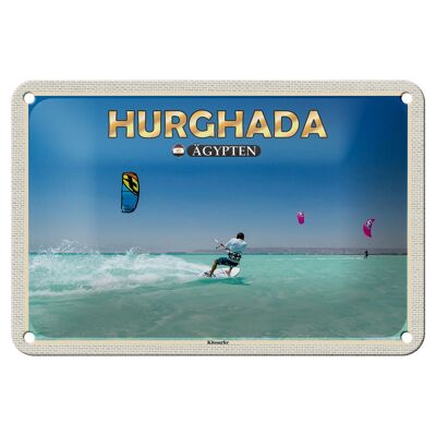 Cartel de chapa de viaje, 18x12cm, Hurghada, Egipto, kitesurfer, decoración navideña
