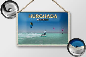 Panneau de voyage en étain 18x12cm, Hurghada egypte kitesurfer, décoration de vacances 2