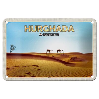 Targa in metallo da viaggio 18x12 cm Hurghada Egypt Desert Camels Targa decorativa