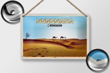 Panneau décoratif de voyage en étain, 18x12cm, Hurghada, egypte, chameaux du désert 2