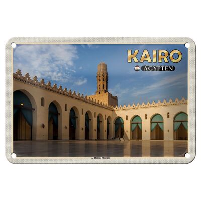 Targa in metallo da viaggio 18x12 cm Cairo Egitto Moschea Al-Hakim Targa decorativa