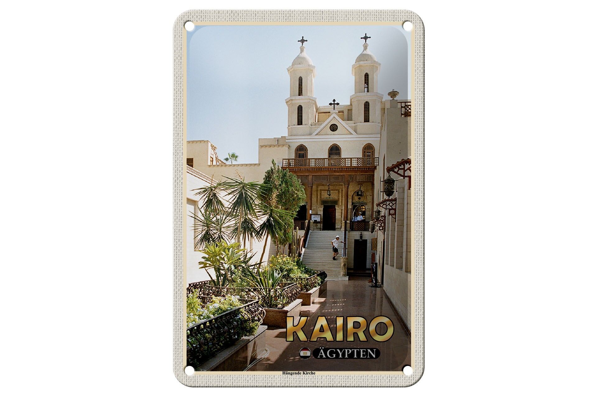 Targa in metallo da viaggio 12x18 cm Cairo Egitto Cartello decorativo da appendere alla chiesa