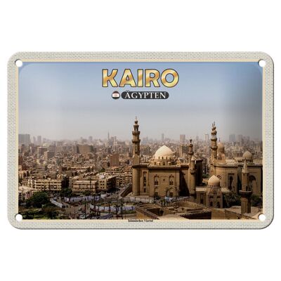 Targa in metallo da viaggio 18x12 cm Cairo Egitto, cartello del quartiere islamico