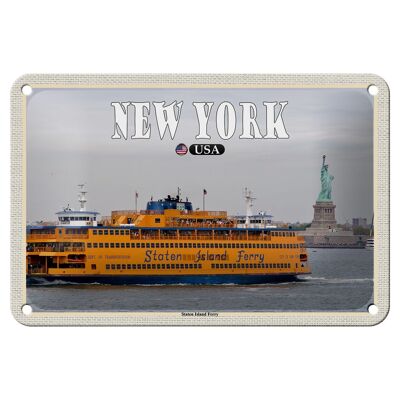 Targa in metallo da viaggio 18x12 cm New York USA Staten Island Ferry Ferry
