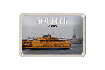 Panneau de voyage en étain, 18x12cm, New York, USA, Staten Island, Ferry 1