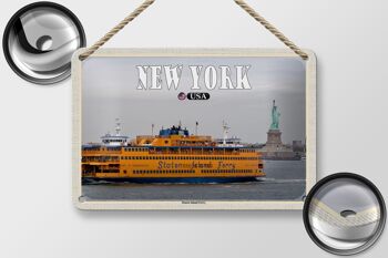 Panneau de voyage en étain, 18x12cm, New York, USA, Staten Island, Ferry 2
