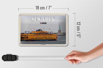 Panneau de voyage en étain, 18x12cm, New York, USA, Staten Island, Ferry 5
