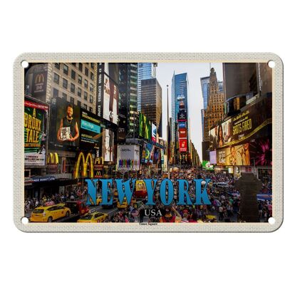 Targa in metallo da viaggio 18x12 cm New York USA Times Square Center Sign