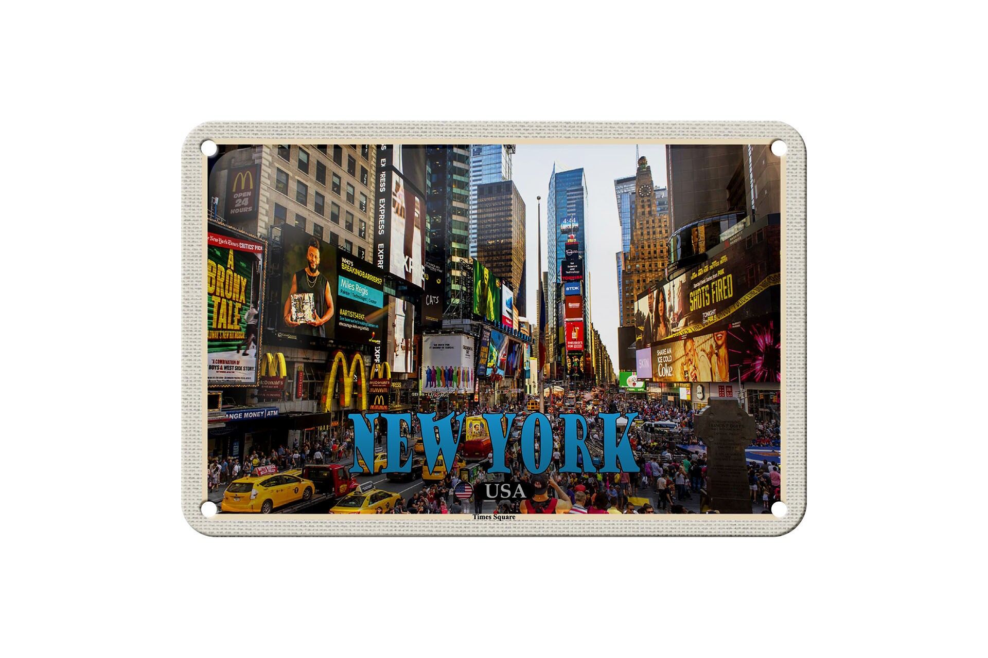 Blechschild Reise 18x12cm New York USA Times Square Zentrum Schild