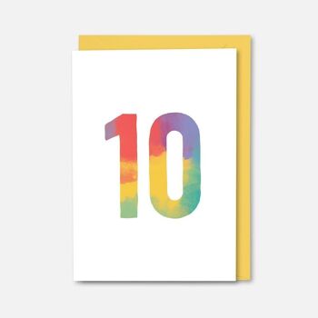 Carte d'anniversaire colorée pour 10 ans 1