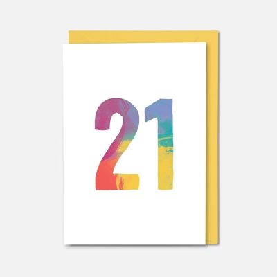 Carte d'anniversaire colorée 21 ans