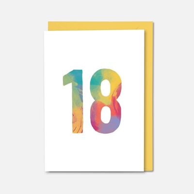 Carte d'anniversaire colorée pour 18 ans