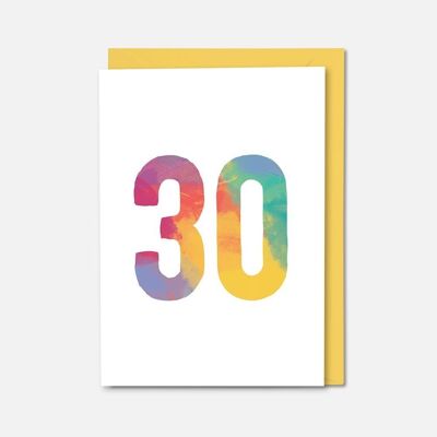 Tarjeta de cumpleaños colorida de 30 años
