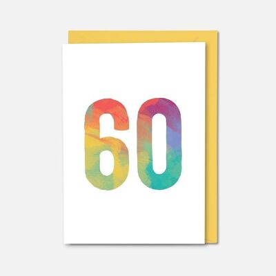 Tarjeta de cumpleaños colorida de 60 años