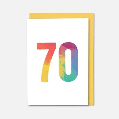 Tarjeta de cumpleaños colorida de 70 años
