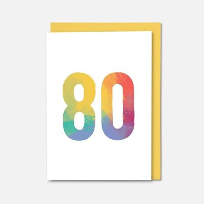 Age 80 colourful birthday card
