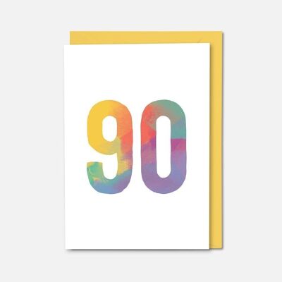 Carte d'anniversaire colorée pour 90 ans