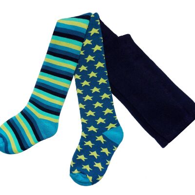 Collant per bambini in spugna, morbida, calda < Petrol Stars and Stripes> Plusch, Frottee