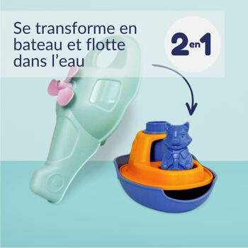 Le Jouet Simple, Hélicoptère 2-en-1 et Figurine, Jouet Éducatif pour Le Bain, Fabriqué en France, 100% Plastique Recyclé et Recyclable, Lavable Lave-vaisselle, Cadeau Enfants Filles et Garçons Dès 1 An, Turquoise 3