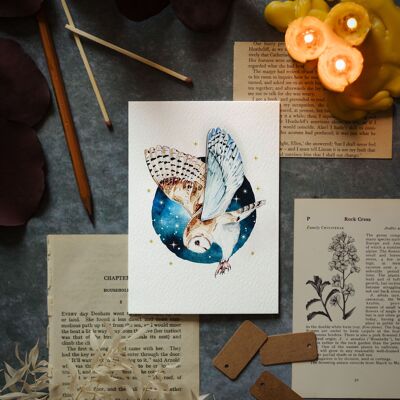 Carte de vœux aquarelle Night Owl Pop Out