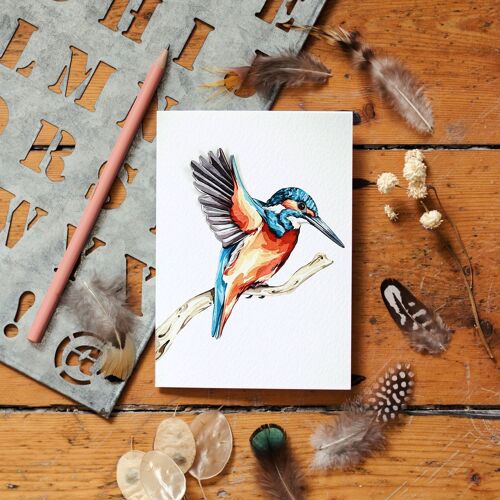Kingfisher Pop Out Bird Watercolour Greetings Card