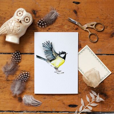 Carte de vœux aquarelle à mésange bleue Pop Out Bird