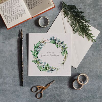 Festive Wreath Christmas Watercolour Greetings Card