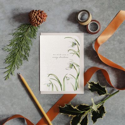 Schneeglöckchen-Blumen-Weihnachts-Aquarell-Grußkarte