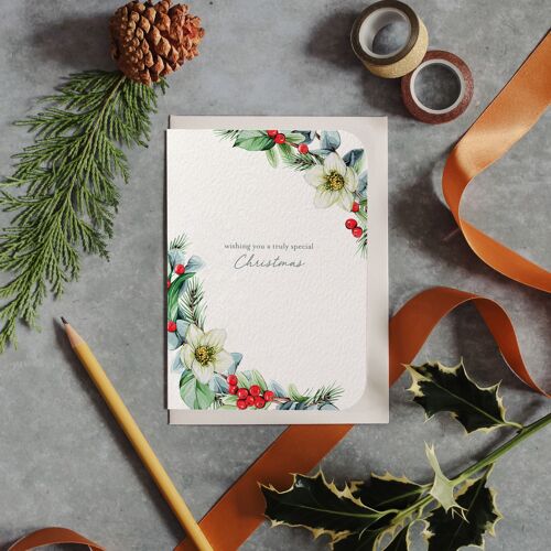 Hellebore Floral Christmas Watercolour Greetings Card